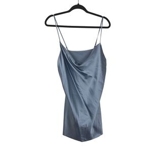 Lilysilk Blue Silk Cowl Neck Mini Dress Adjustable M NWT
Raw Hem